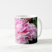 Mug Élégant blanc rose fleurs florales pivoines (Devant droit)