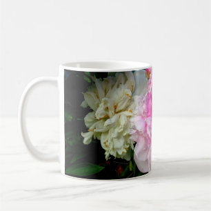 Mug Élégant blanc rose fleurs florales pivoines