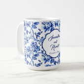 Mug Elégant bleu blanc Mariage en toile florale (Devant gauche)