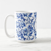 Mug Elégant bleu blanc Mariage en toile florale (Gauche)