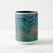 Mug Élégant bleu brillant OM Lotus (Centre)