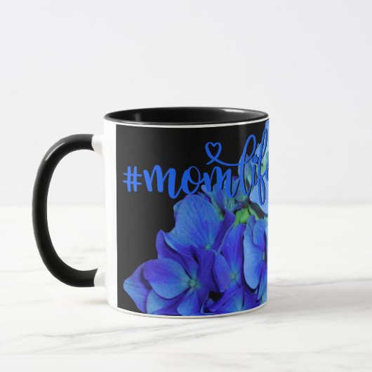 Mug Elégant bleu floral bleu rose hydrangée bleue (Gauche)