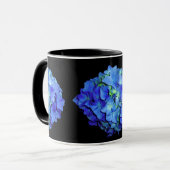 Mug Elégant bleu floral bleu rose hydrangée bleue (Devant gauche)