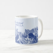 Mug Élégant bleu Lotus Fleurs Mariage Cadeau (Devant droit)