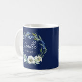 Mug Elégant bleu marine Floral Custom Bridesmaid Cadea (Devant gauche)