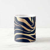 Mug Elégant bleu marine Gold Zebra Imprimer (Centre)