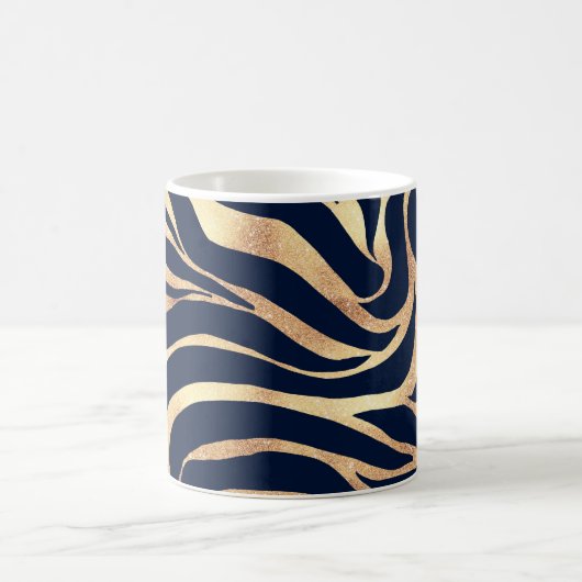 Mug Elégant bleu marine Gold Zebra Imprimer (Centre)