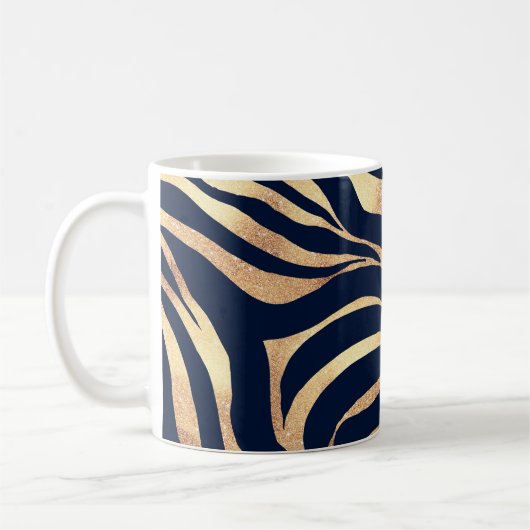 Mug Elégant bleu marine Gold Zebra Imprimer (Gauche)
