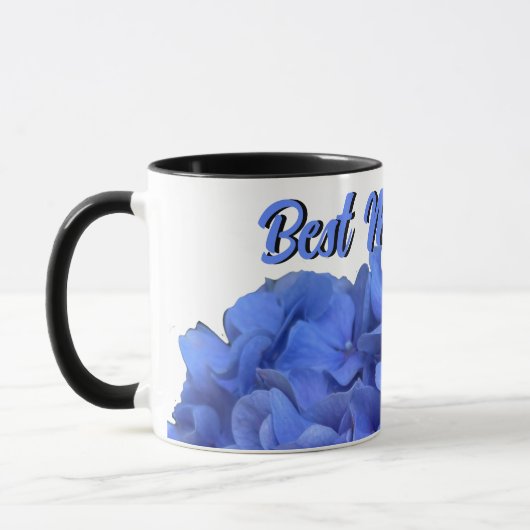 Mug Elégant bleu perwinkle hydrangée florale (Gauche)