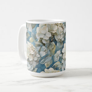 Mug Elégant bleu poussiéreux turquoise ivoire hydrangé