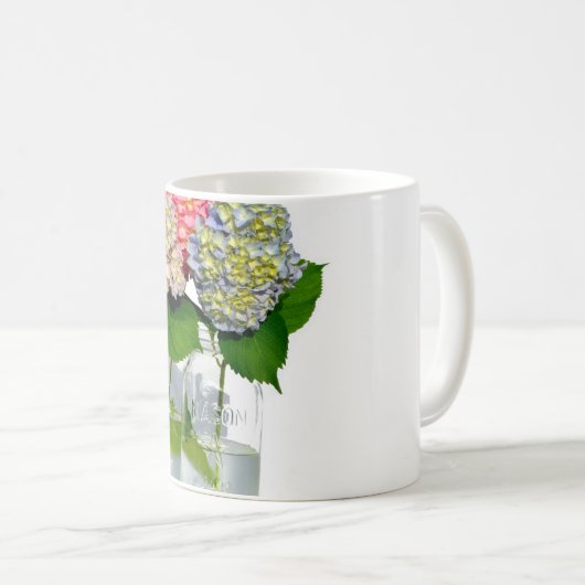 Mug Elégant bleu rose vert vert hydrangée (Devant droit)
