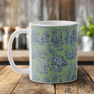Mug Elégant bleu vintage bleu vert toile de jouy