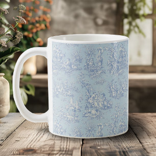 Mug Elégant bleu vintage gris toile de jouy