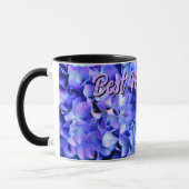 Mug Élégant bleu violet clair magenta hydrangée floral (Gauche)