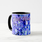 Mug Élégant bleu violet clair magenta hydrangée floral (Devant gauche)