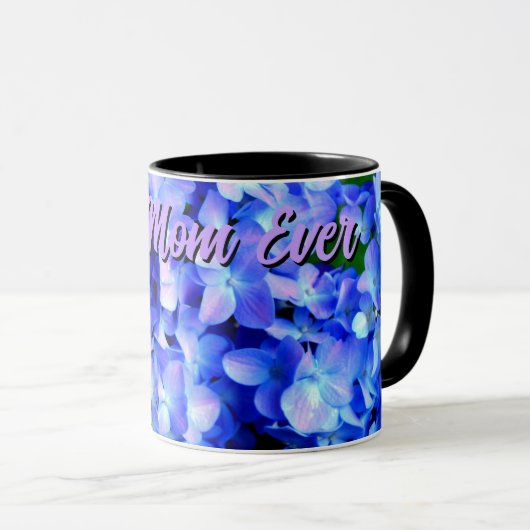 Mug Élégant bleu violet clair magenta hydrangée floral (Devant droit)