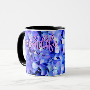 Mug Élégant bleu violet clair magenta hydrangée floral