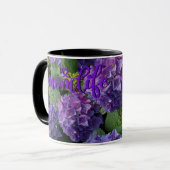Mug Elégant bleu violet magenta vert hydrangée florale (Devant gauche)