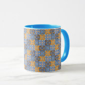 Mug Elegant blue& brow yellow Italian  pattern  (Devant droit)