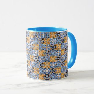 Mug Elegant blue& brow yellow Italian pattern