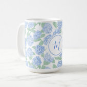 Mug Elegant Blue Green Hydrangea Preppy Personalised (Devant gauche)