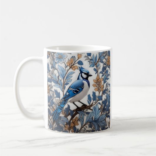 Mug Elégant Blue Jay William Morris inspiré (Gauche)