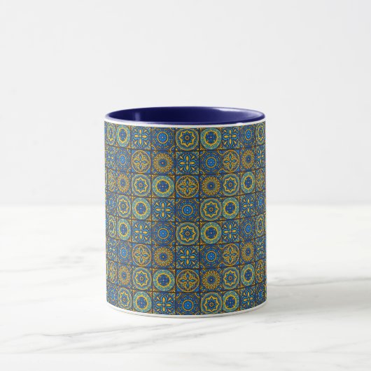 Mug Elegant blue& white Moroccan  pattern  (Centre)