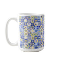 Elegant blue& white Portuguese Azulejo pattern 