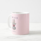 Mug Elégant Blush Pink Bunny de Pâques Personnalisé (Devant gauche)