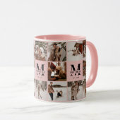 Mug Élégant Blush Pink Multi-Photo Collectionner (Devant droit)