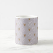 Mug Elégant Boho Pastel Coeurs Grey Gold Cadeau (Centre)