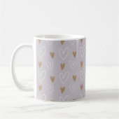 Mug Elégant Boho Pastel Coeurs Grey Gold Cadeau (Gauche)