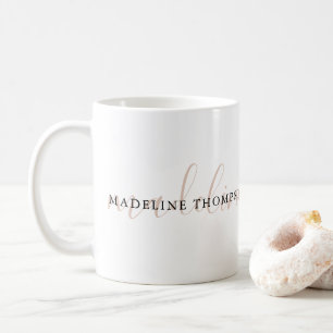 Mug Élégant Boho Plain Neutre Beige Script