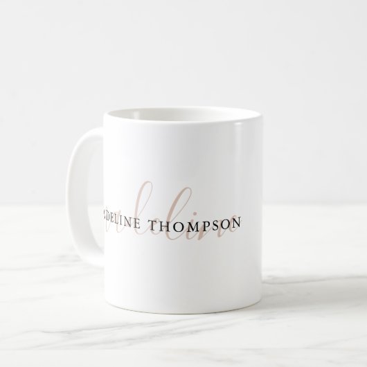 Mug Élégant Boho Plain Neutre Beige Script (Devant gauche)