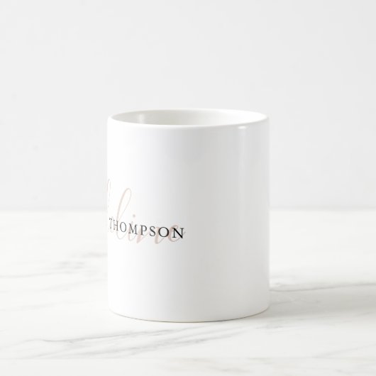 Mug Élégant Boho Plain Neutre Beige Script (Centre)