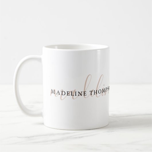 Mug Élégant Boho Plain Neutre Beige Script (Gauche)