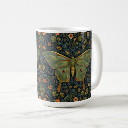 Mug Élégant boho rétro Luna moth botanique (Devant droit)