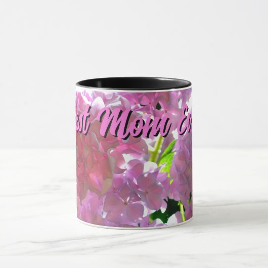 Mug Élégant boho rose florales fleurs hydrangées (Centre)