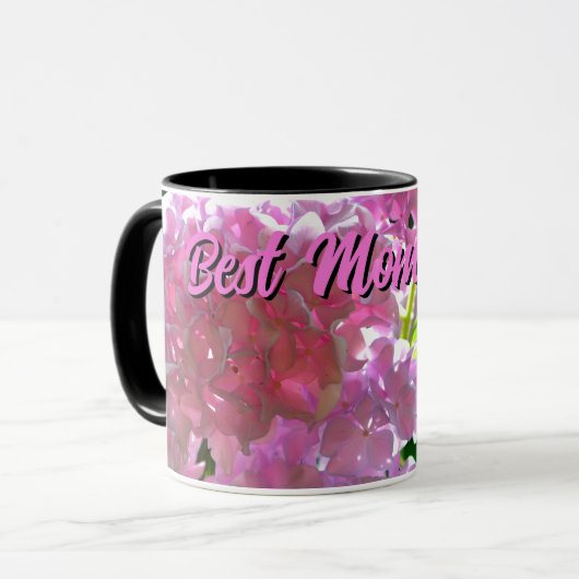 Mug Élégant boho rose florales fleurs hydrangées (Devant gauche)