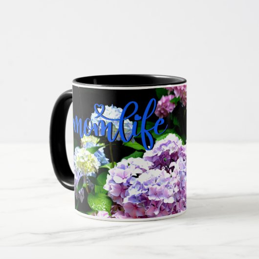 Mug Élégant boho rose violet bleu floral Meilleure mam (Devant gauche)