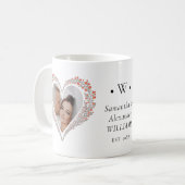 Mug Elegant Botanical Heart Photo Wedding Christmas (Devant gauche)