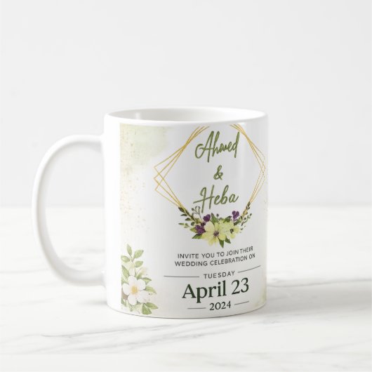 Mug Elegant Botanical Wedding Invitation (Gauche)