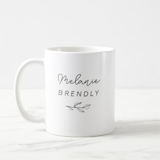 Mug Élégant Botanique Moderne Minimaliste Blanc (Gauche)