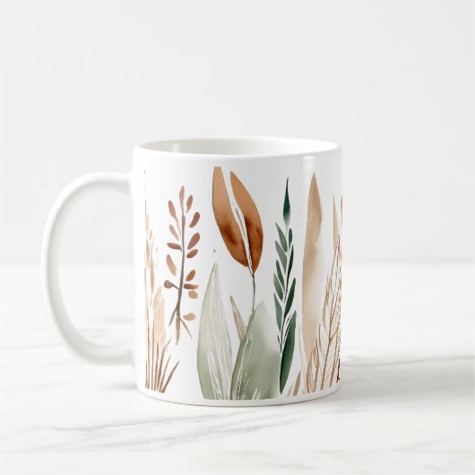 Mug Elégant Botanique Tons Terrestres Boho (Gauche)
