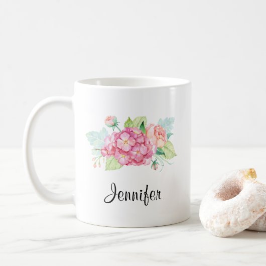 Mug Elégant Bouquet de fleurs rose (Avec donut)