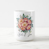 Mug Elégant bouquet de pêche avec Mariage de diamants (Centre)
