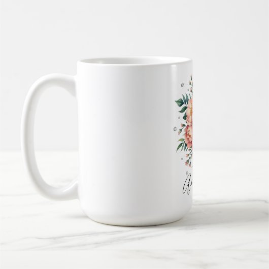 Mug Elégant bouquet de pêche avec Mariage de diamants (Gauche)