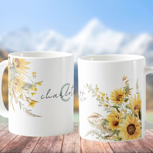 Mug Élégant bouquet de tournesol monographique