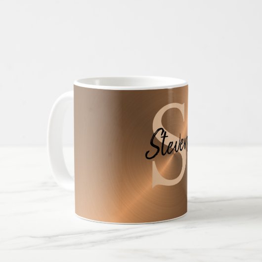 Mug Élégant bronze métal Nom du monogramme (Devant gauche)