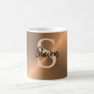 Mug Élégant bronze métal Nom du monogramme